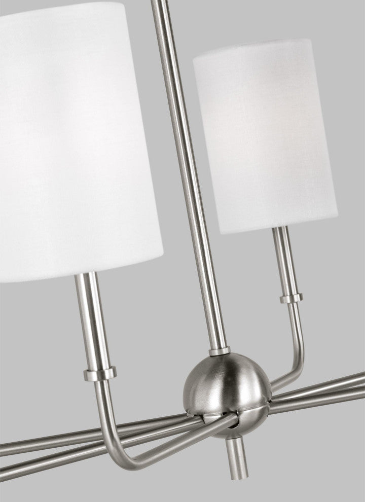 Foxdale Six Light Linear Chandelier, Brushed Nickel