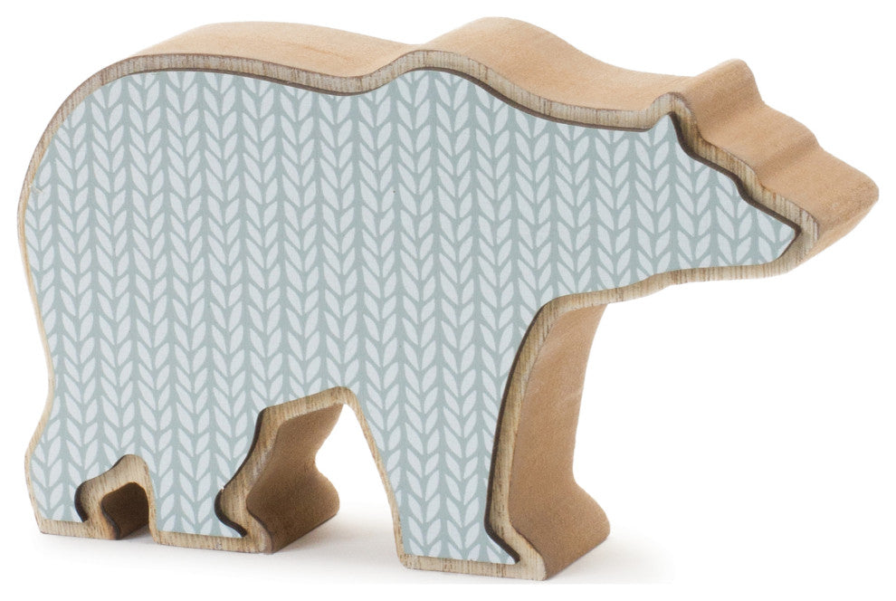 Wood Polar Bear Decor, Set of 2
