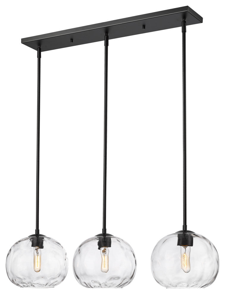 Z-Lite 3-Light Linear Chandelier,Matte Black