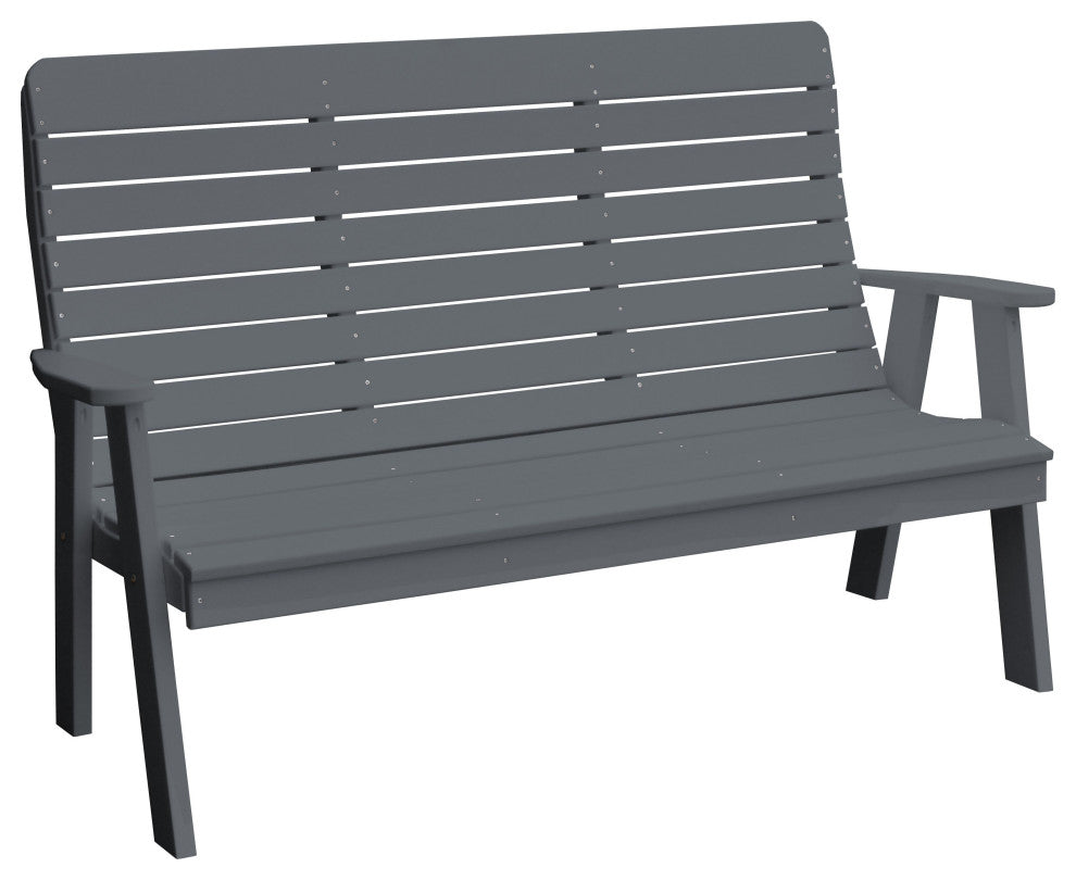 Poly Winston Garden Bench, Dark Gray, 4 Foot