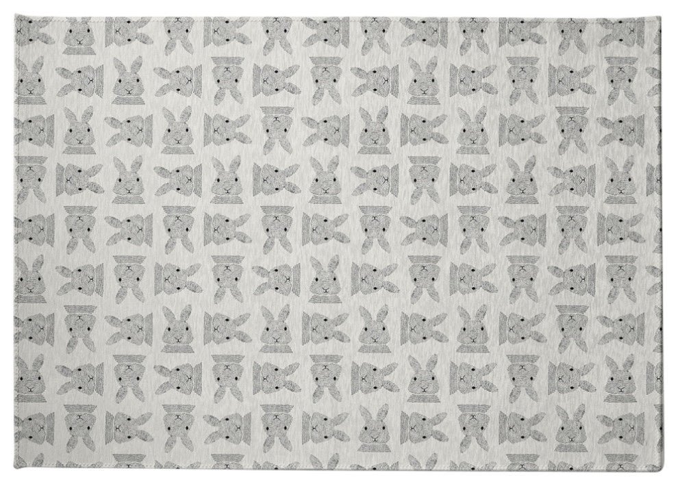 Criss Cross Bunnies Easter Chenille Rug, Whisper White, 8'x10'