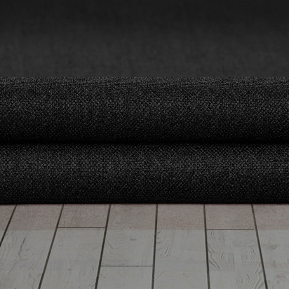 Essential Black Faux Linen Room Darkening Fabric Sample, 4Wx4L