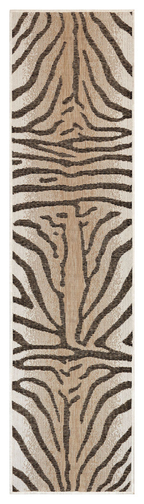 Carmel Zebra Indoor/Outdoor Rug Sand, 1'11"x4'11" Runner