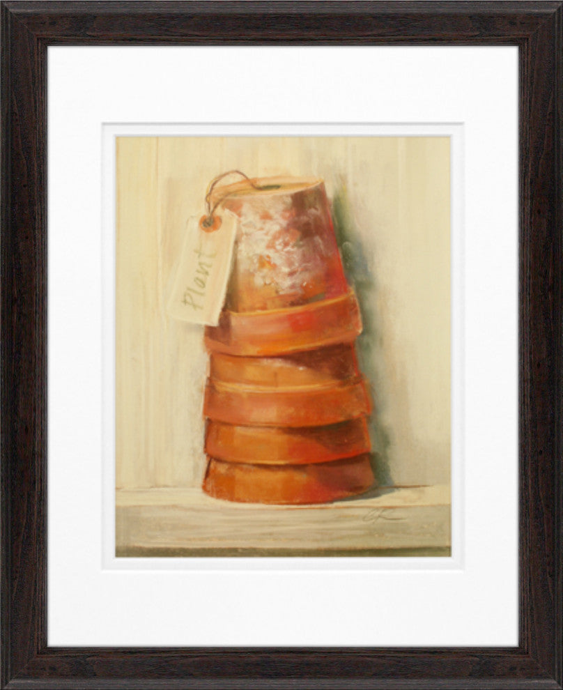 11"x14" Terracotta Pots Matted Framed Art