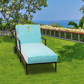 Palm Tree Embroidered Standard Size Chaise Lounge Cover, Aqua