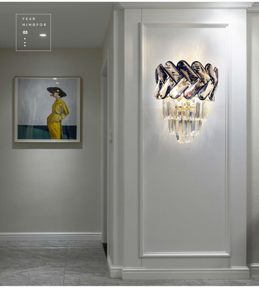 Luxury crystal wall light fixture for bedroom