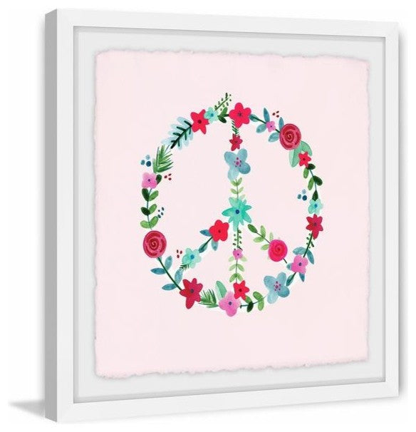 "Floral Peace" Framed Painting Print, 12"x12"