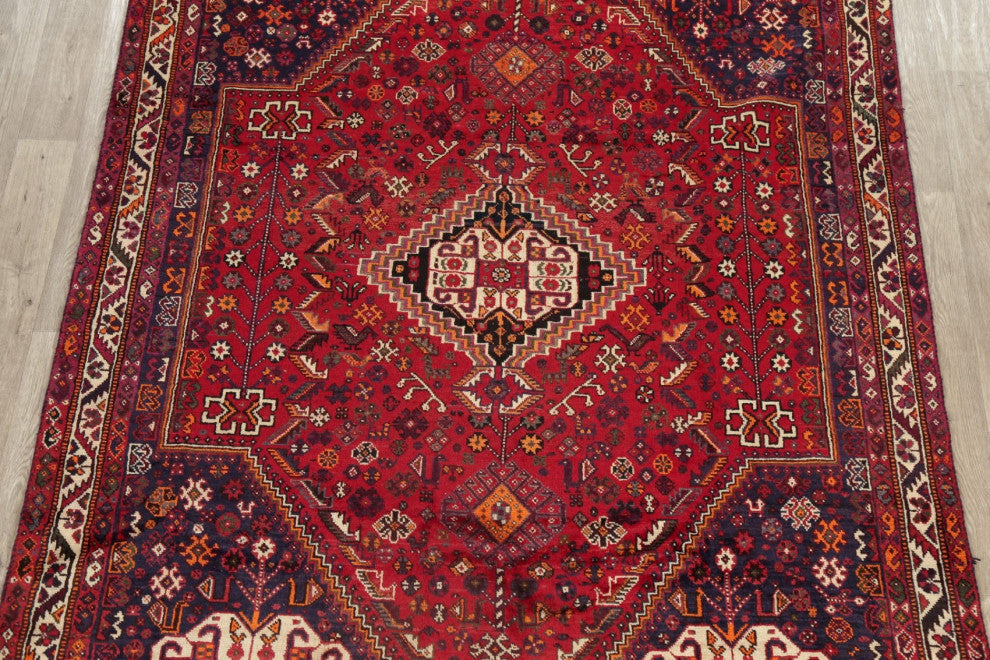 Consigned, Persian Antique Oriental Traditional Hand-Knotted Area Rug, Red, 7x9