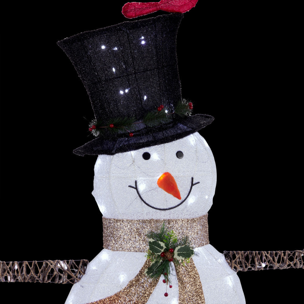 7.5 Feet Tall White Mesh Snowman with LED Lights