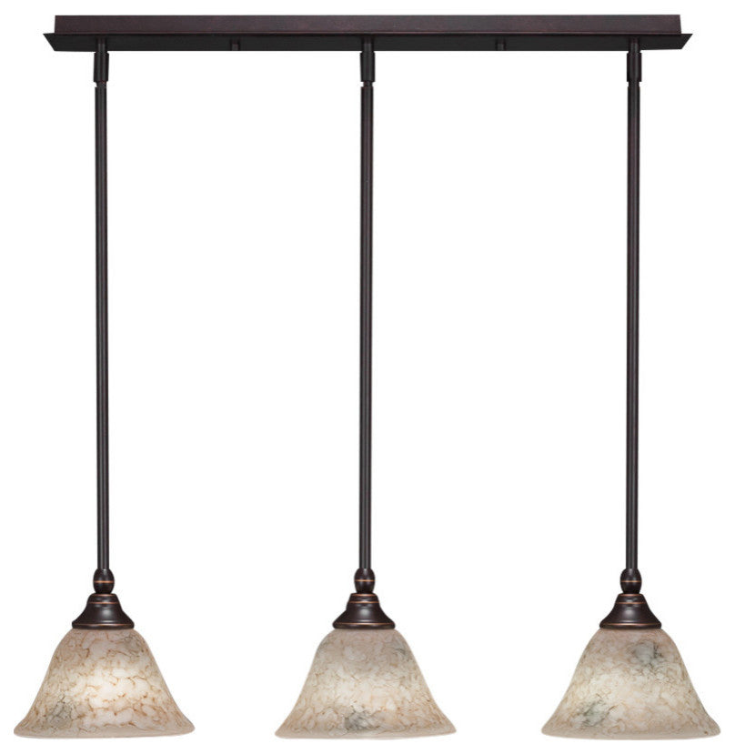 Stem 3-Light Pendalier with Hang Straight Swivel, Dark Granite/Italian Marble