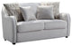Benzara BM262216 Loveseat With Rounded Back and Nailhead Trim, Off White