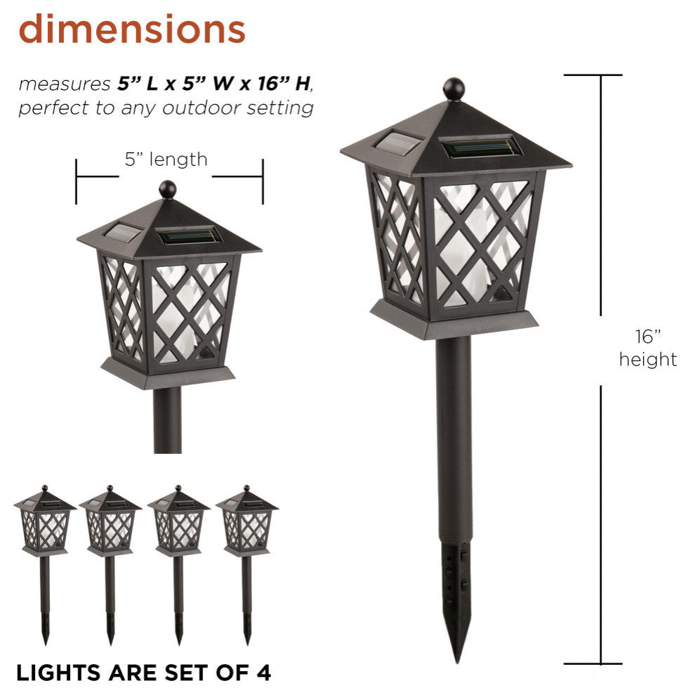 16" Tall Outdoor Solar Powered Pathway LED Light Stakes