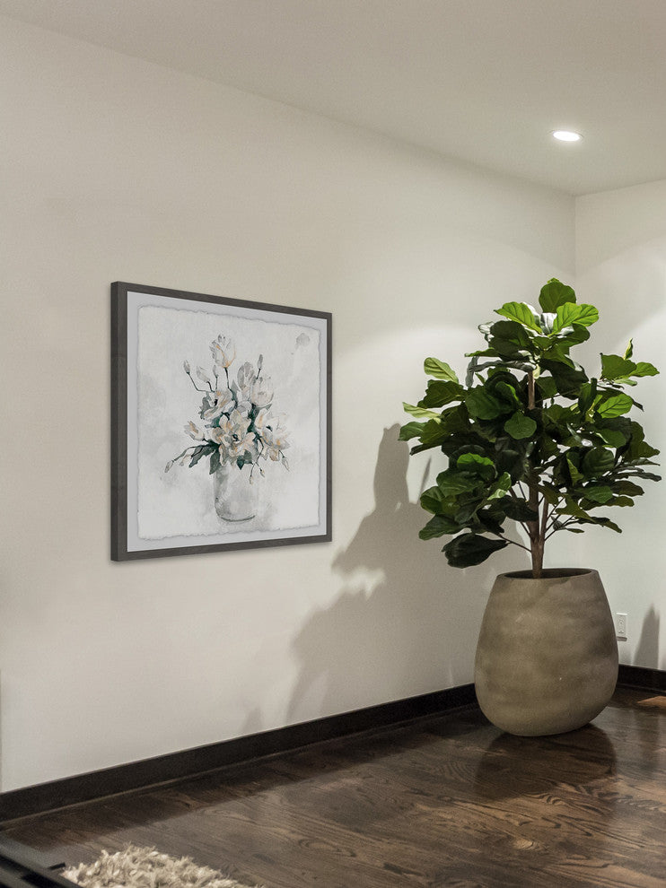 "Pearly White" Framed Painting Print, 32"x32"