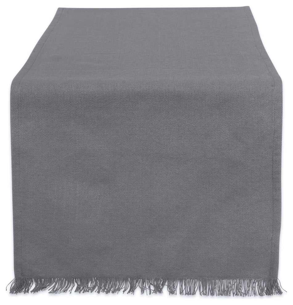 DII Solid Gray Heavyweight Fringed Table Runner 14"x108"