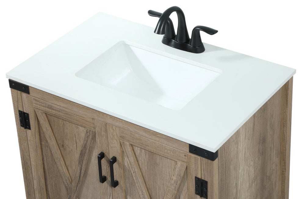 Home Living 19" Farmhouse Natural Oak-Light Bathroom Vanity