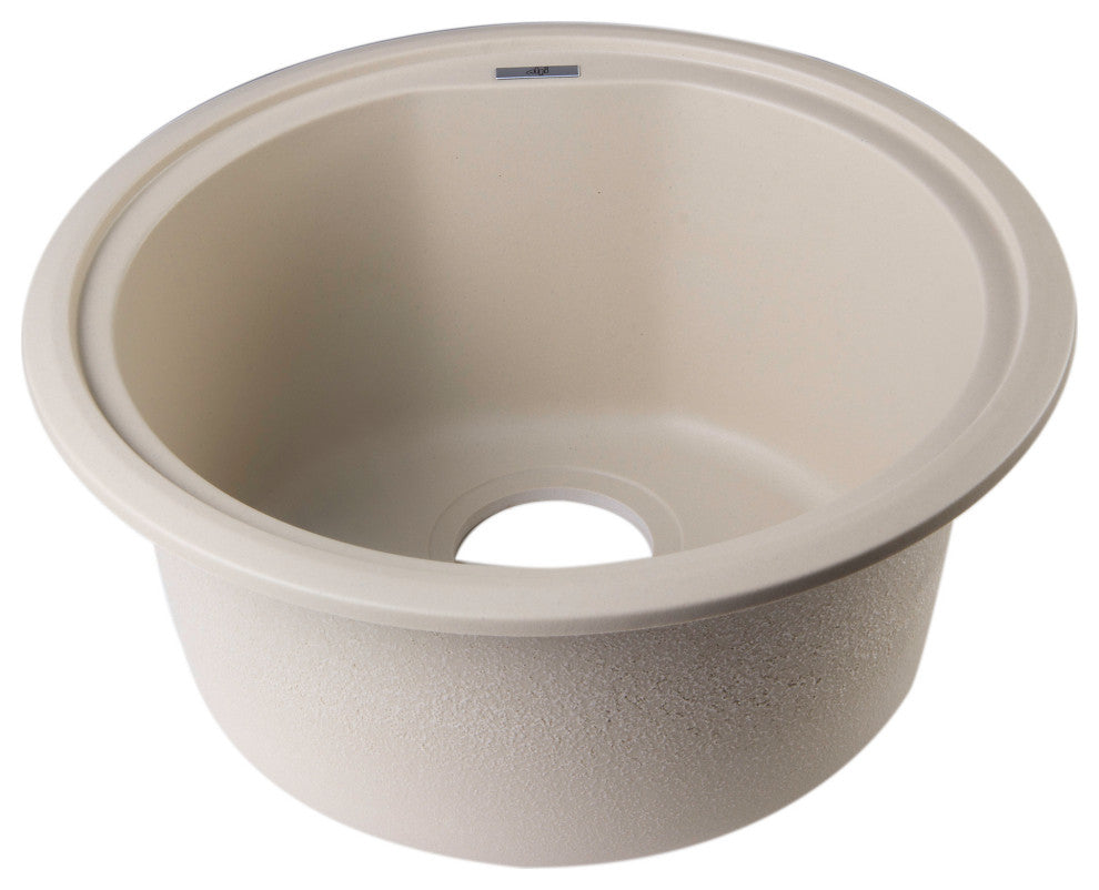 ALFI brand AB1717DI-B Biscuit 17" Drop-In Round Granite Kitchen Prep Sink