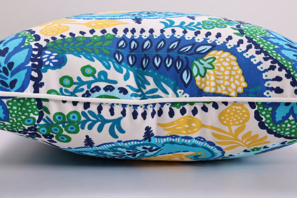 Amalia Paisley Blue Rectangular Throw Pillow, Set of 2
