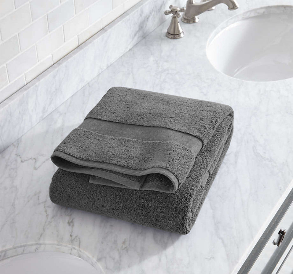 Organic 100% Cotton 650 GSM Feather Touch Quick Dry Bath Towel, Sharkskin Grey, Pack of 7