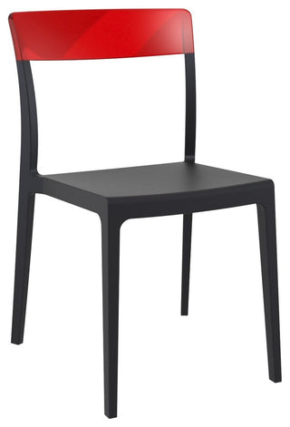 Flash Dining Chair, Black Transparent, Red, Set of 2
