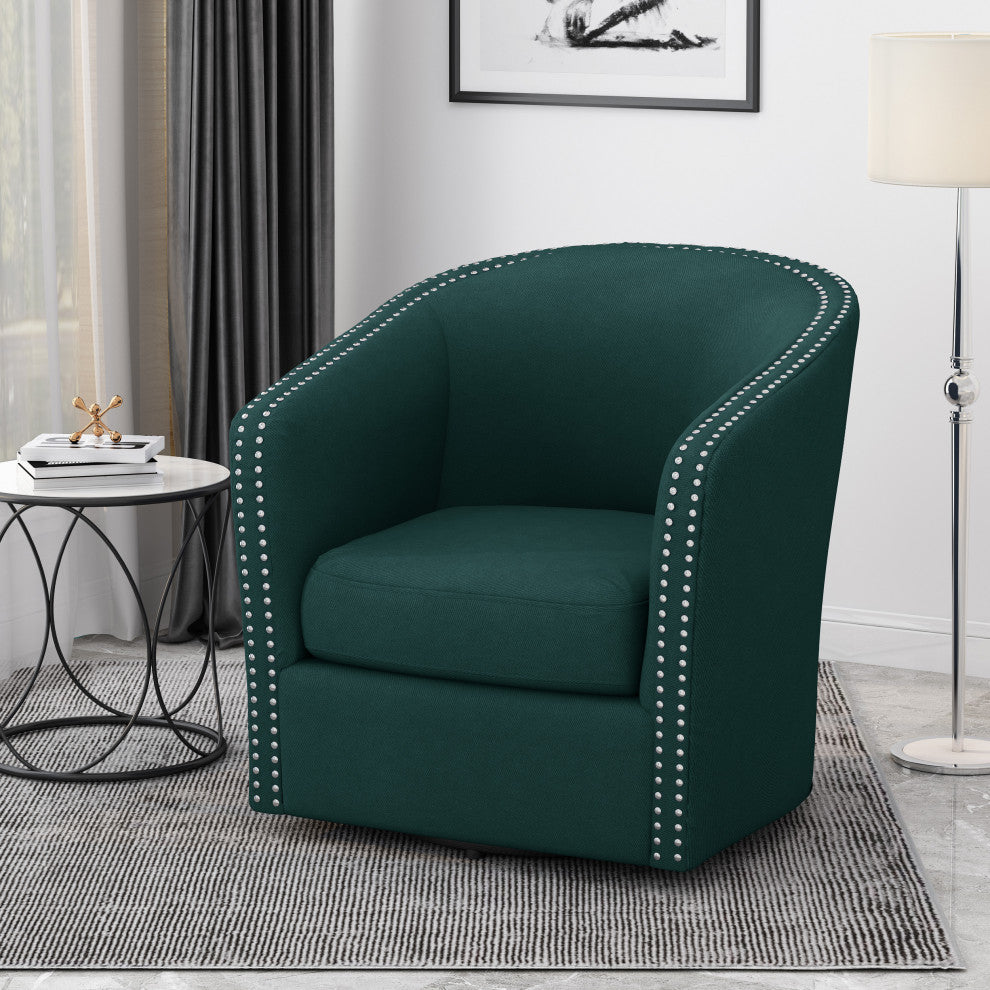 Jaymee Fabric Swivel Chair, Green and Black
