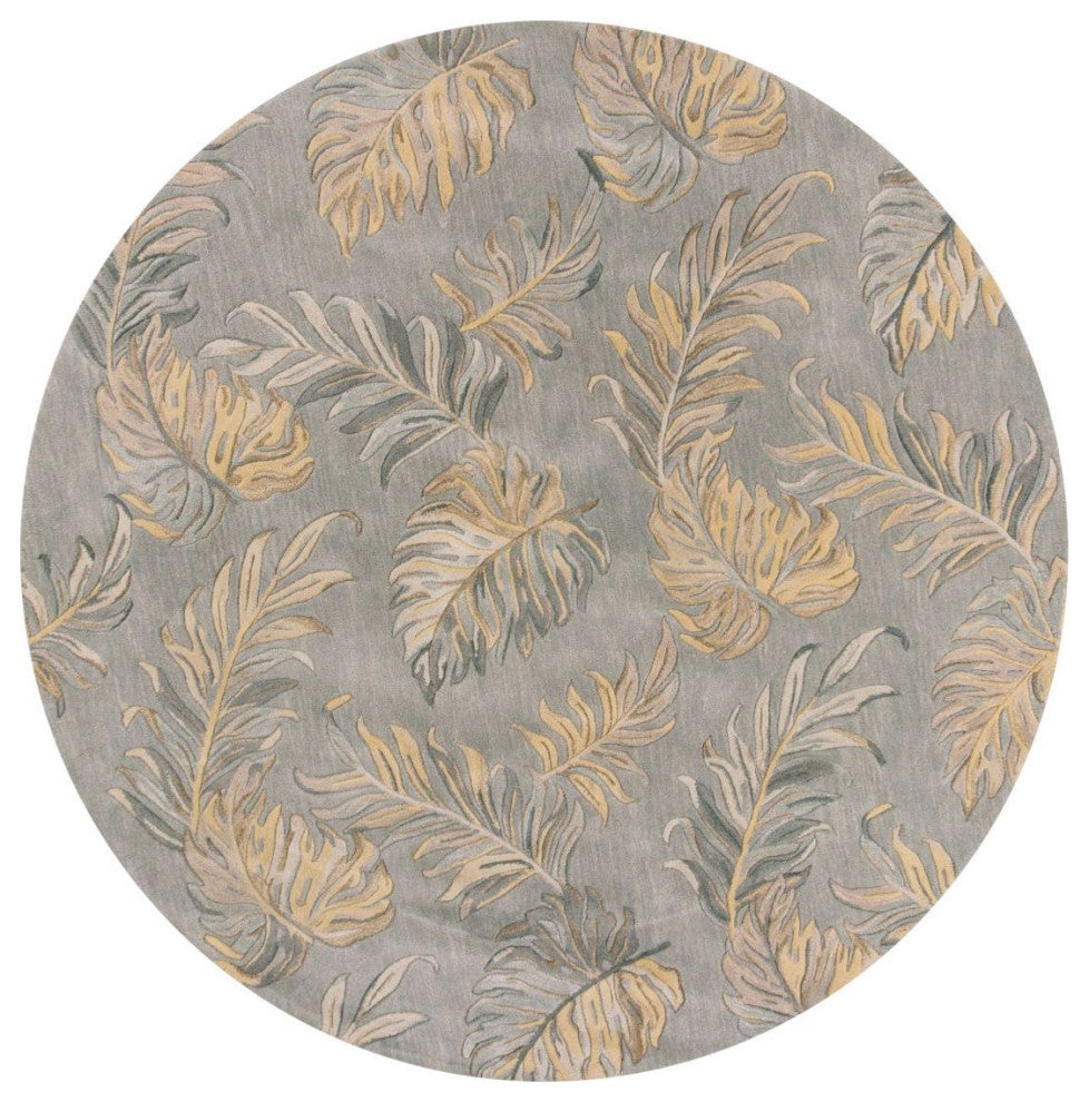 KAS Havana 2639 Gray Palms Area Rug, 7'6" Round
