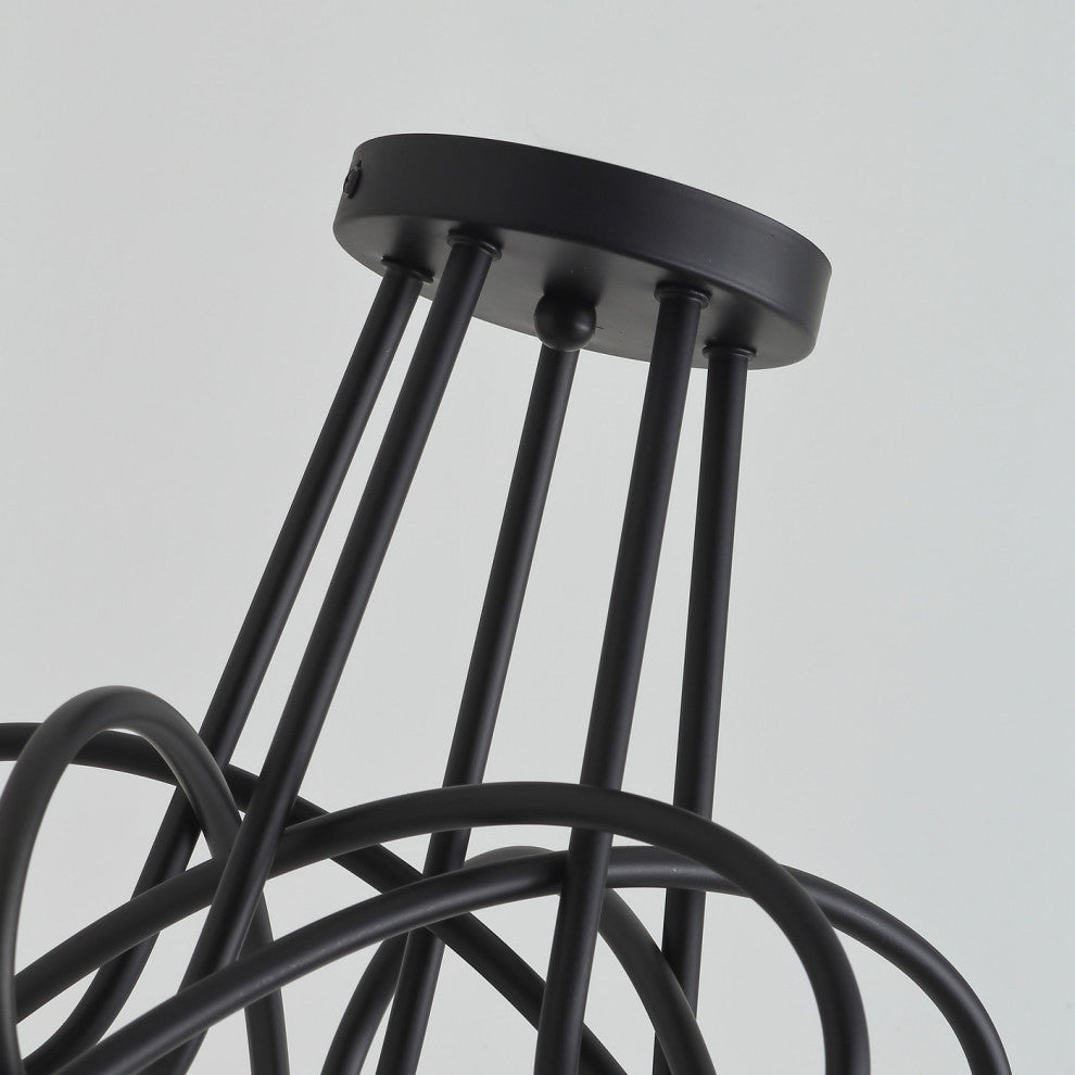 5-Light Flush Mount Light Modern Industrial Sputnik Ceiling Lighting, Black