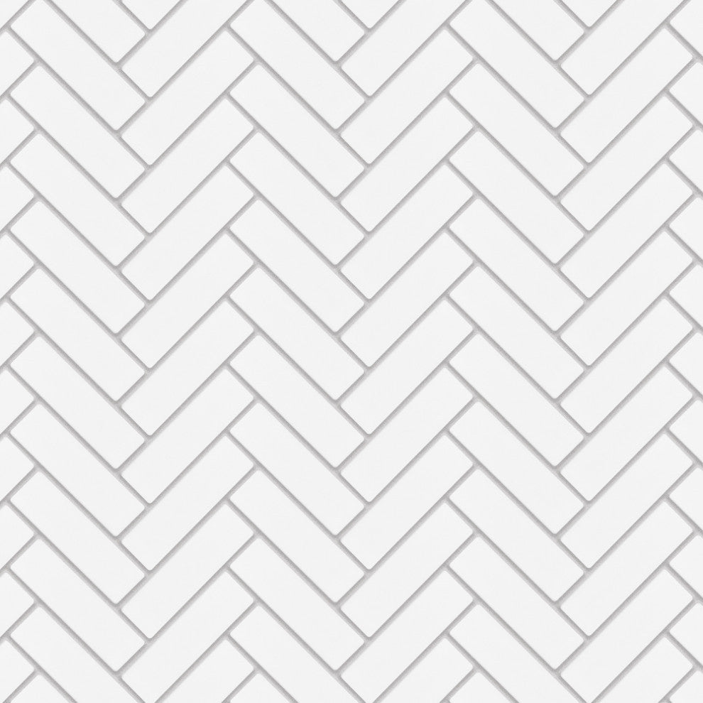 Metro Brick Herringbone Matte White Porcelain Floor and Wall Tile