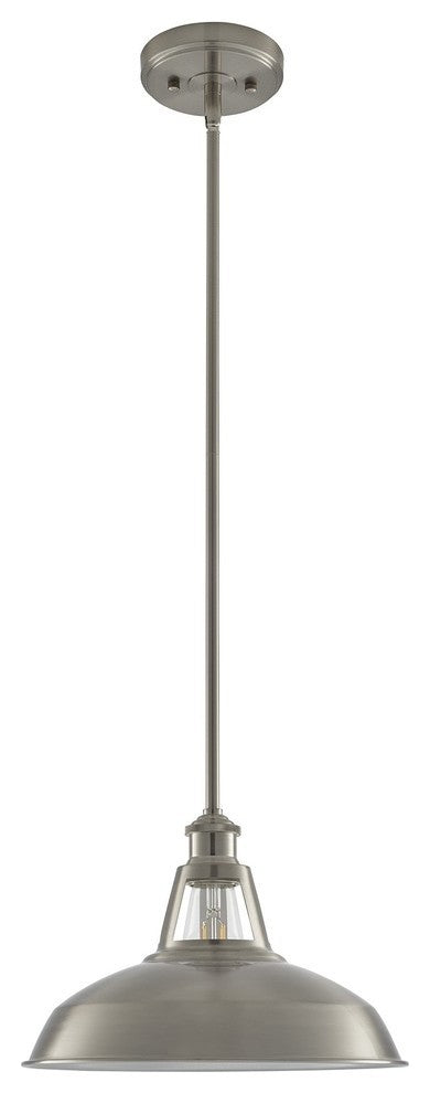 Olivera 12" Pendant Light With LED Bulb, Brushed Nickel