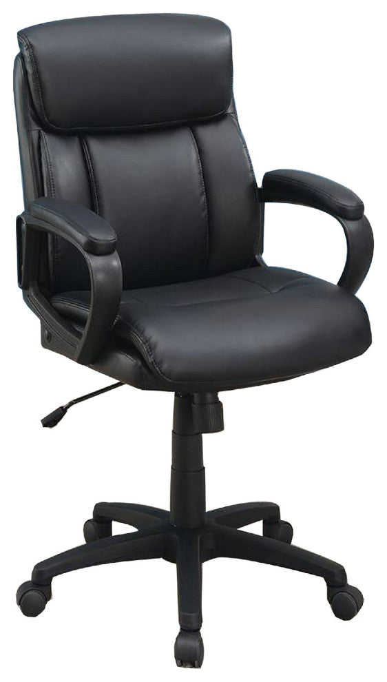 Office Chair with Top Padded Back and Casters, Black