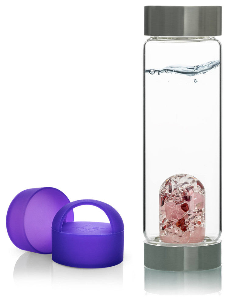 Water Bottle, VitaJuwel ViA Gemwater Bottle, Purple Loop Caps, Love