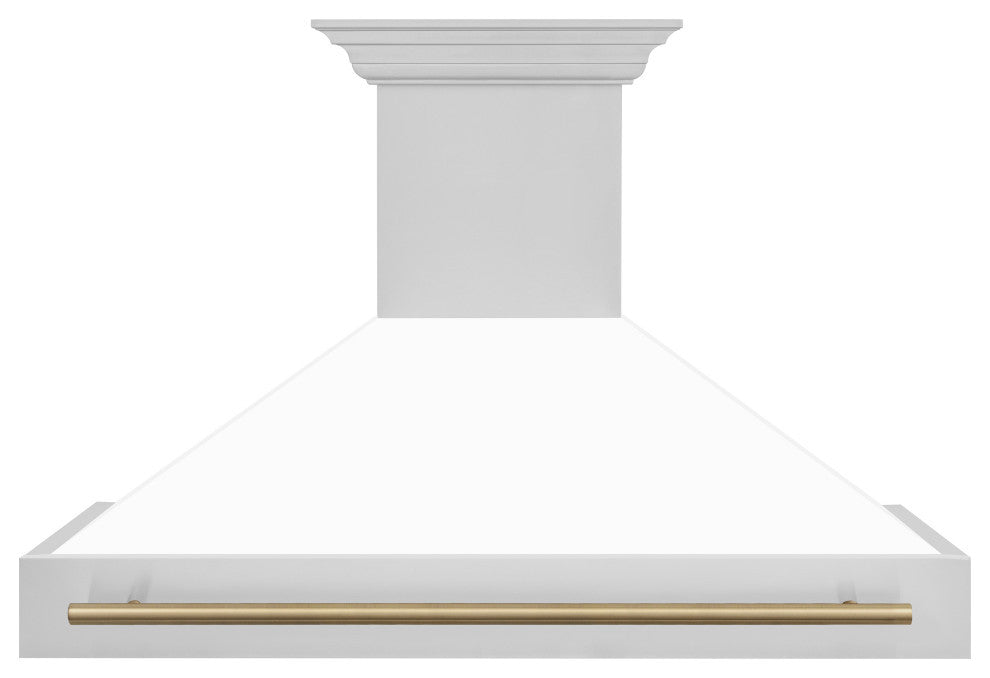 ZLINE 48" Wall Mount Hood, Stainless With White Matte Shell, 8654STZ-WM48-CB