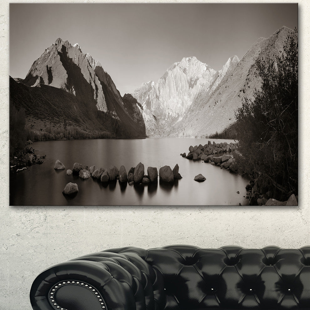 Snow Mountain Lake Panorama, Large Landscape Canvas Art, 40"x30"