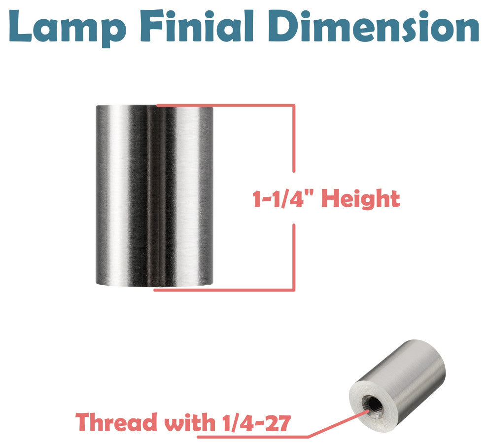 24019-21, Single Listing Steel Lamp Finial, Brushed Nickel Finish, 1 1/4" Tall