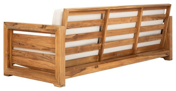 Safavieh Molokai Teak Patio Sofa Natural / Beige