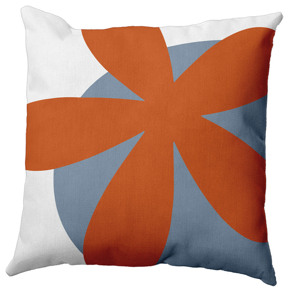 Bold Flower Polyester Indoor Pillow, Perfect Orange, 16"x16"
