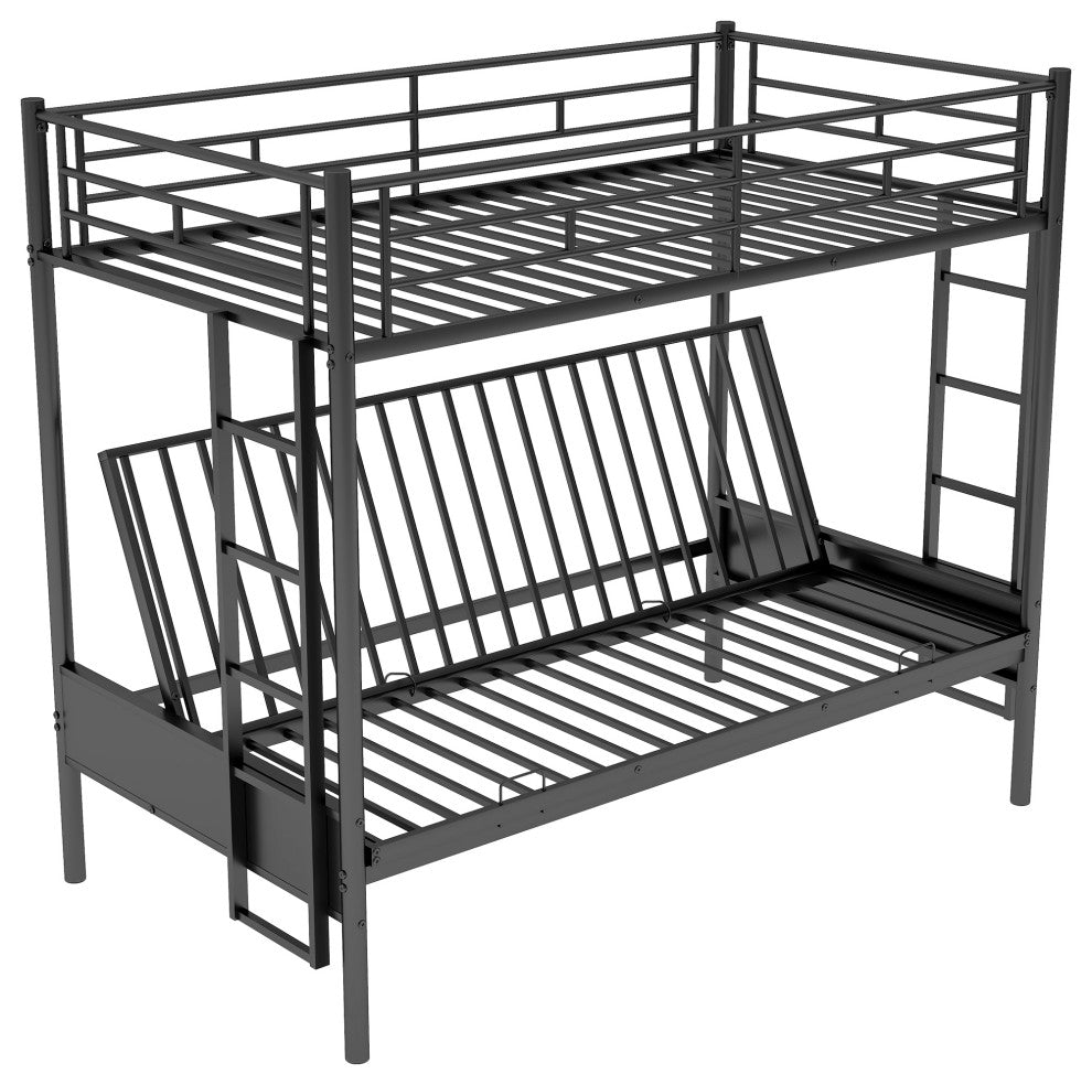 Gewnee Twin over Full Metal Bunk Bed, Multi-Function in Black