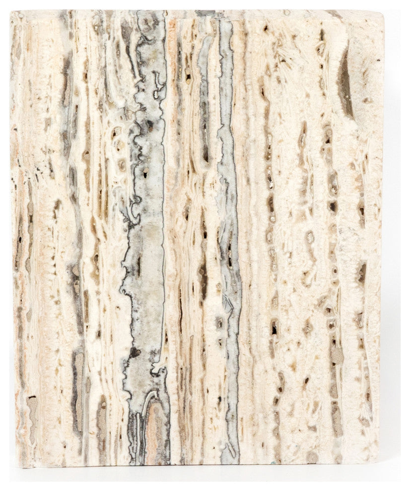 Stepped Bookends-White Travertine