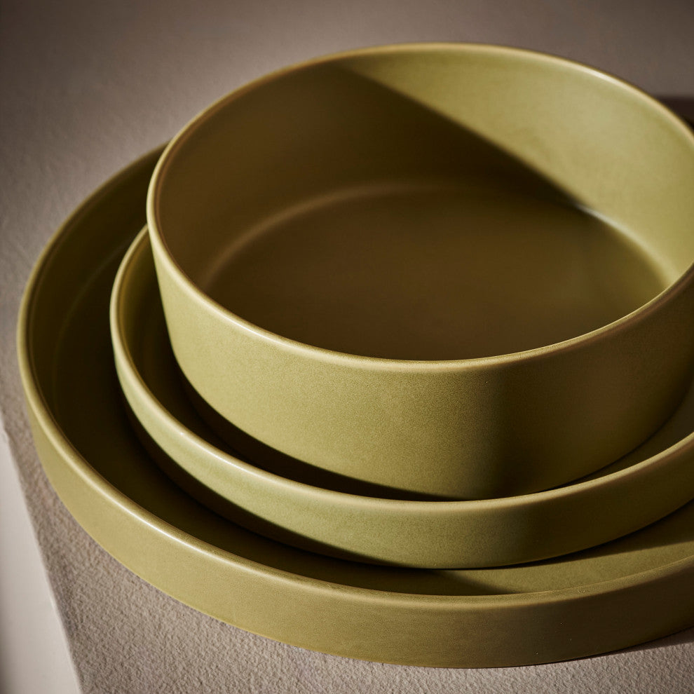 Stone by Mercer Project Modan Stoneware 12 Piece Dinnerware Set, Green