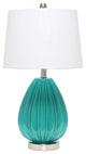 Elegant Designs Teal Creased Table Lamp with Fabric Shade