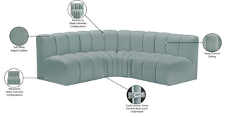 Arc Vegan Leather Upholstered 4-Pc. L-Shaped Modular Sectional, Green