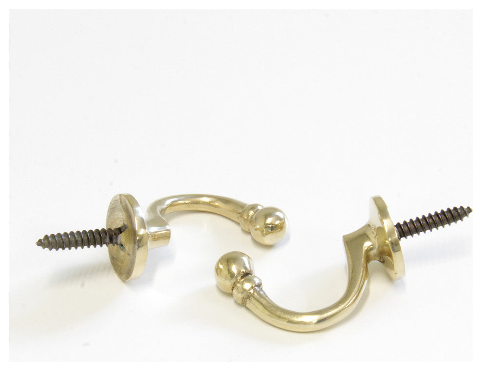 RCH Decorative Brass Wall Hook, 2 Inch, Various Finishes, Polished Brass, 2 Inch
