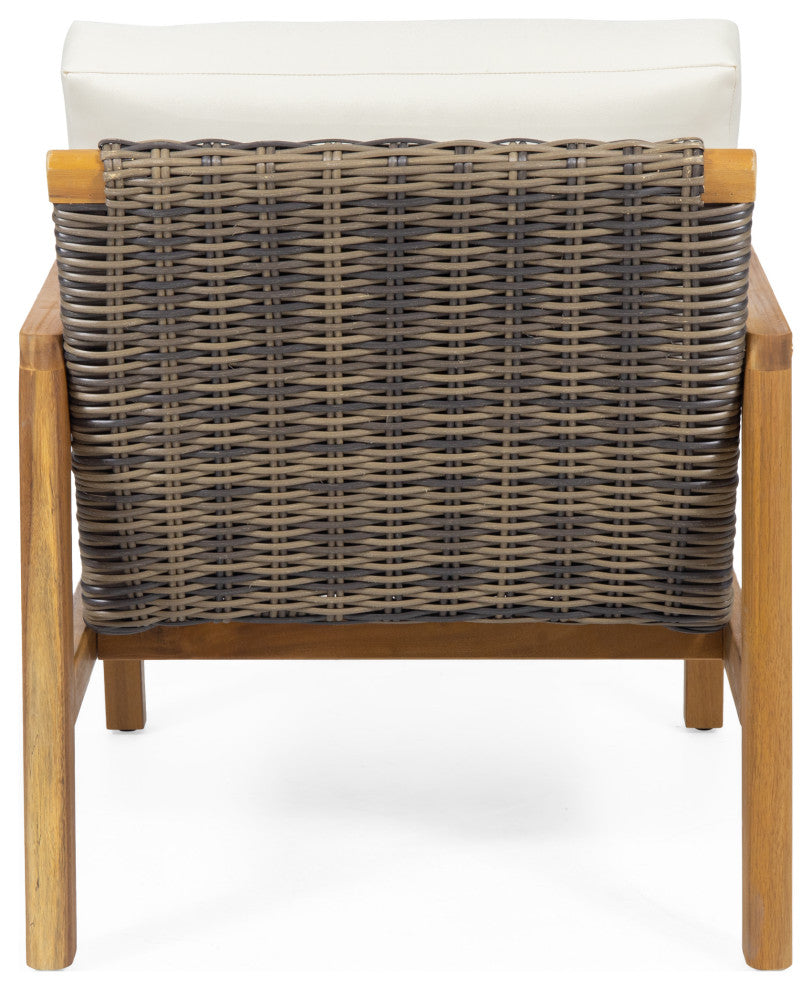 Kedan Outdoor Acacia Wood and Wicker Club Chair