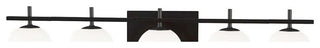 Matte Black Transitional Vanity With White Glass