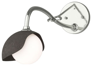 Brooklyn 1-Light Single Shade Sconce, Sterling, Dark Smoke, Opal Glass