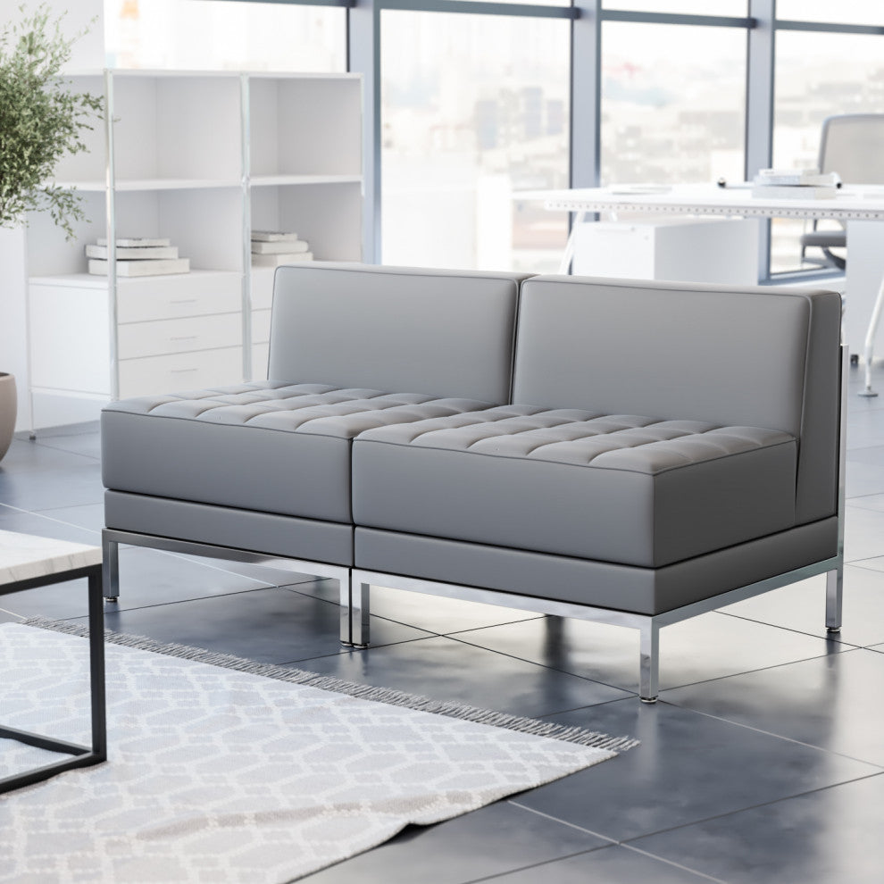 Hercules Imagination Series Leather Lounge Set, 2-Pieces, Gray