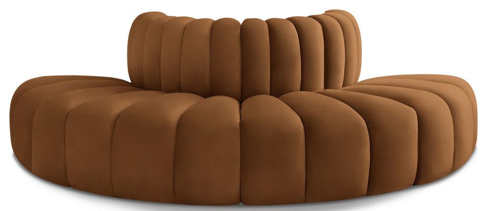 Arc Upholstered Outward Curved Modular Sectional, Saddle, 4-Piece: Reverse Corner (4), Velvet