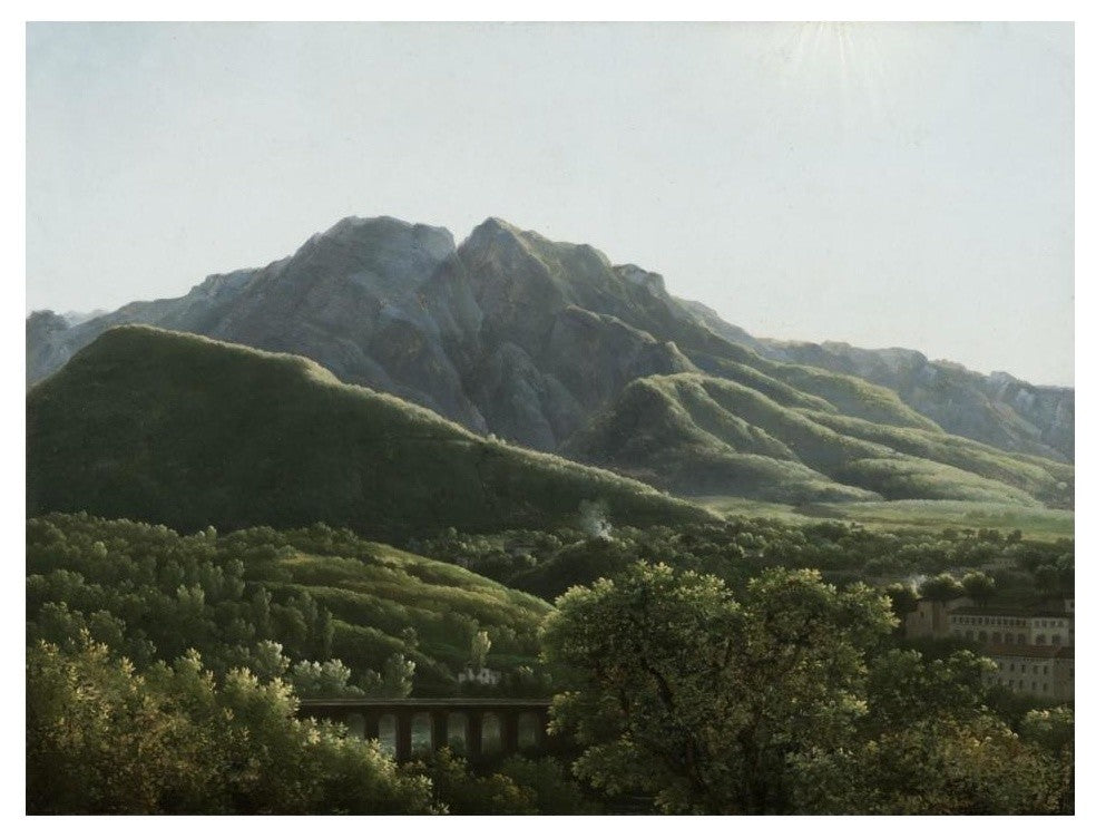 "Bridge and Part of the Town of Cava, Kingdom of Naples" Paper Art, 18"x14"
