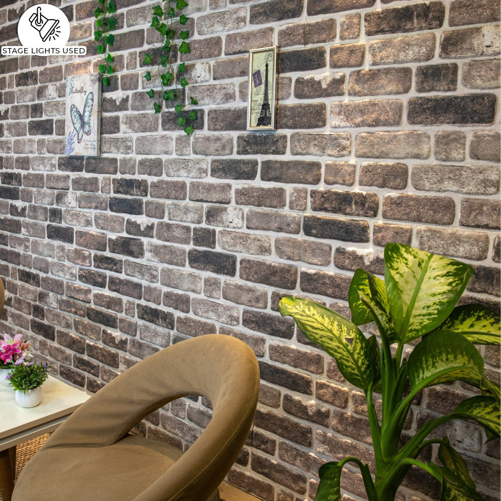 Faux Brick 3D Wall Panels, Gray Black, Sample 10x10"