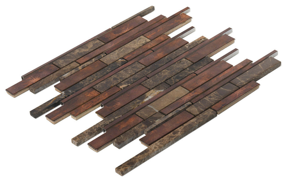 Modket Brown Antique Copper Emperador Stone Marble Mosaic Backsplash TDH429AC