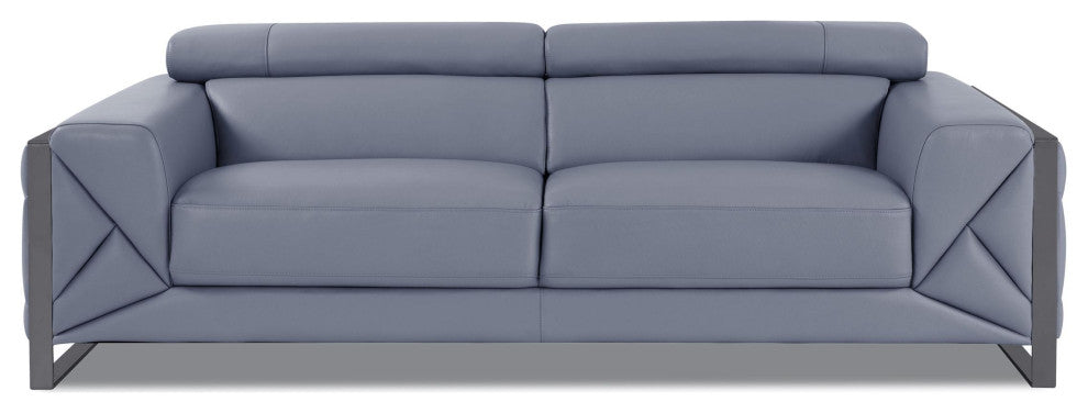 Trento Genuine Italian Leather Modern Sofa Light Blue